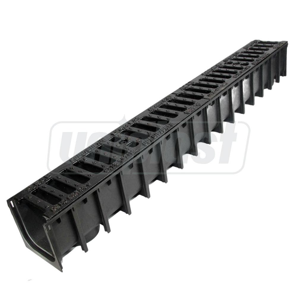 Rigola canalizare PP cu grila din fonta B125 1000x100x100 mm  SAB