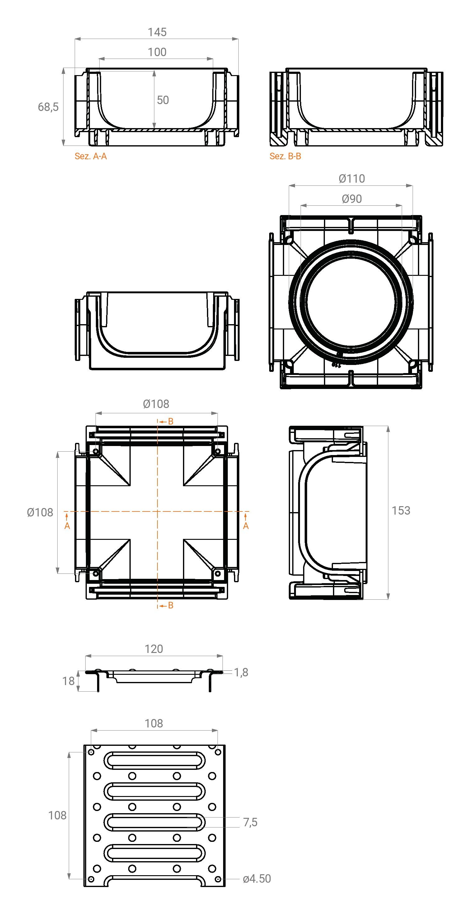 Mufa 4 parti  100/50 mm A15  SAB