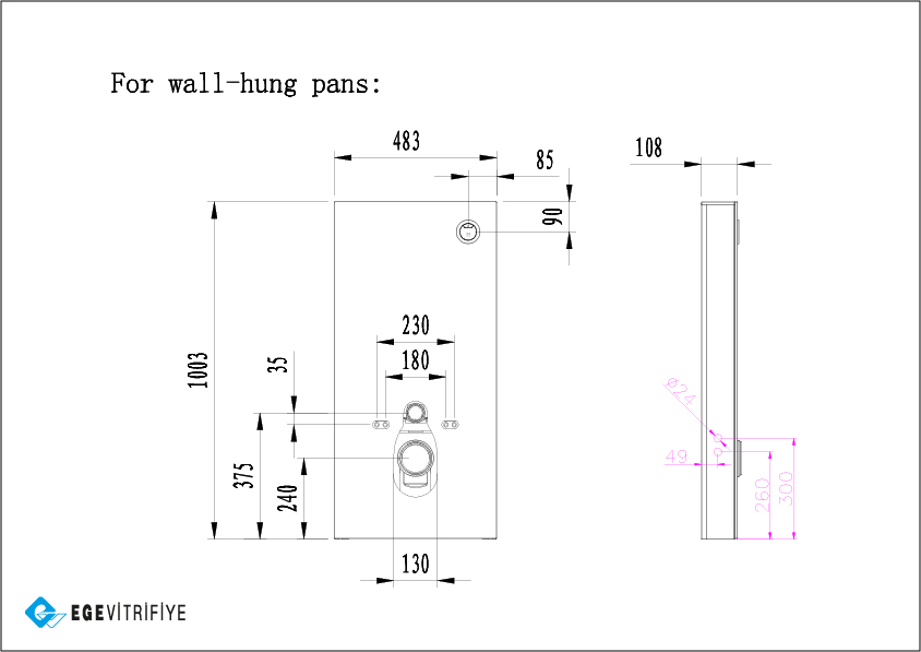 Бачок-инсталляция WC стеклянный (белый) (3291) EGE VITRIFIYE