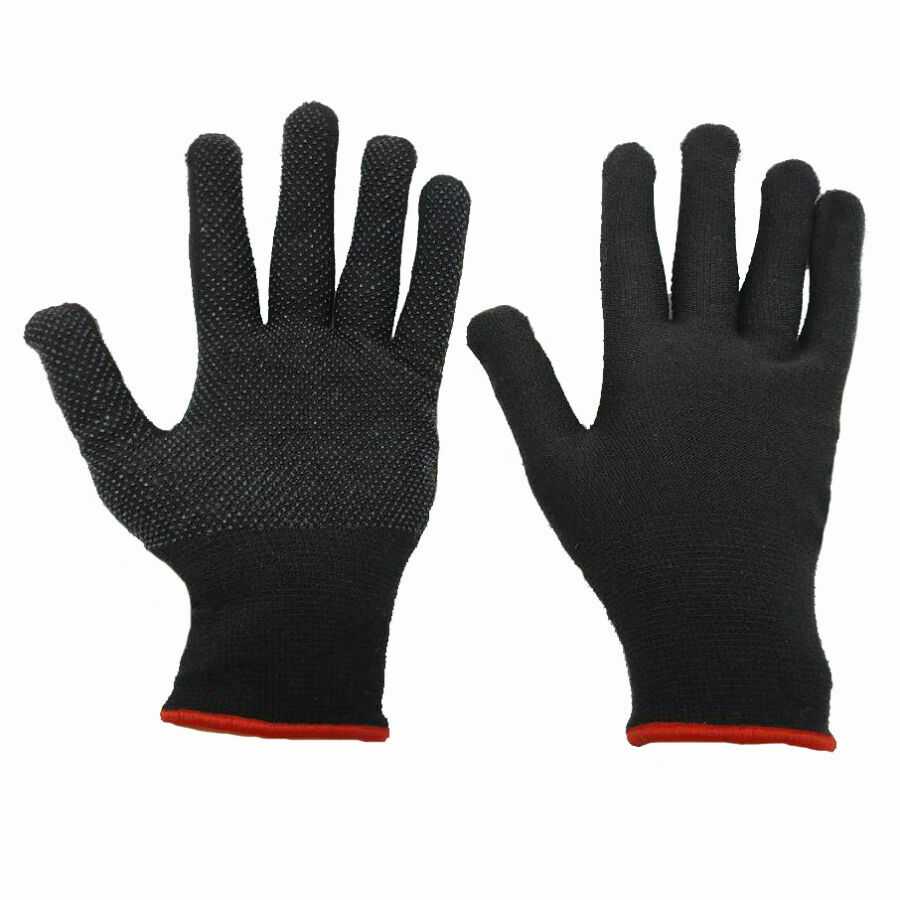 Перчатки полиэстеровые (черные с белыми точками ПВХ) 313509