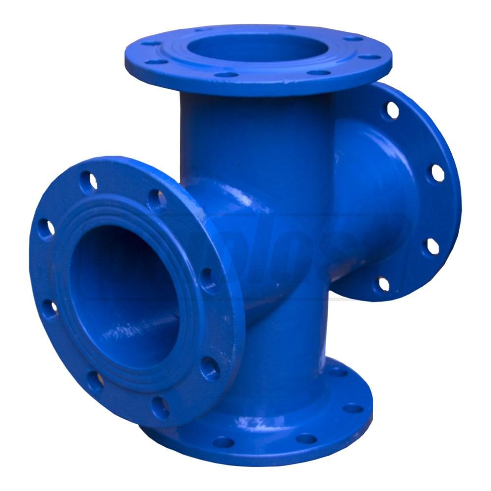 Cruce fonta cu flansa D. 80 DIN PN10 L=330/330 mm (8/8 gauri)  UNV