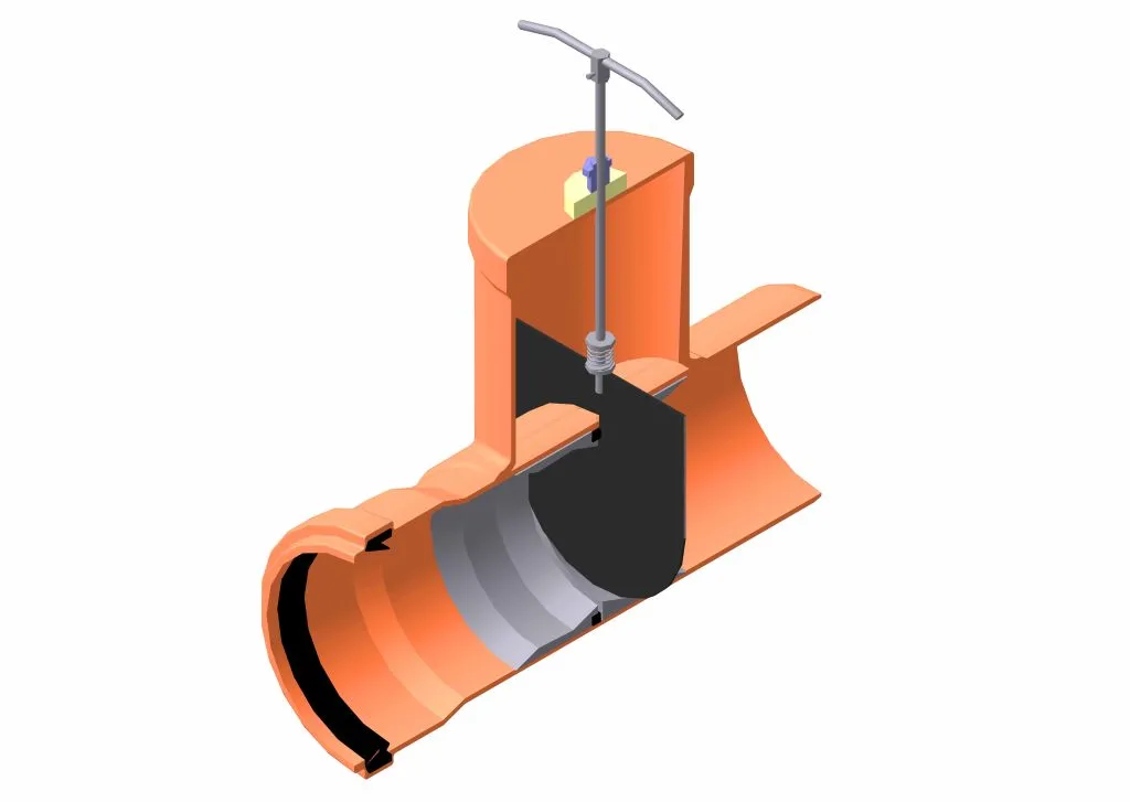 Шиберная задвижка ПВХ D.160 для канализации  МПЛАСТ