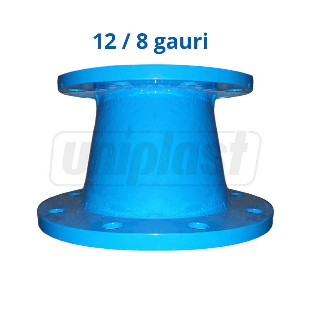 Reductie fonta cu flanse D.250 x 100 PN10 L=200 mm (12/8 gauri)  BLUCAST