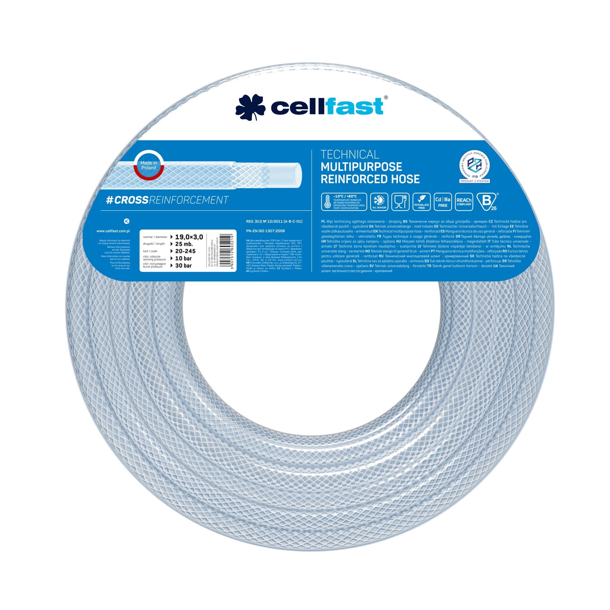 Furtun alimentar siliconat multifunctional armat PVC D.19x3 20-245  CELLFAST L=25 m