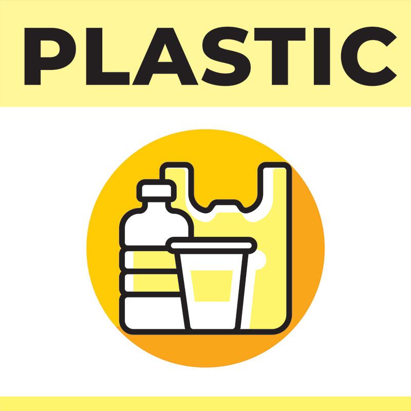 Stickere colectare selectiva a deseurilor "PLASTIC" (160 x 160 mm)