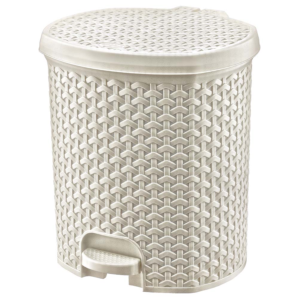 Сos de gunoi cu pedala ratan plastic 10 L (alb)