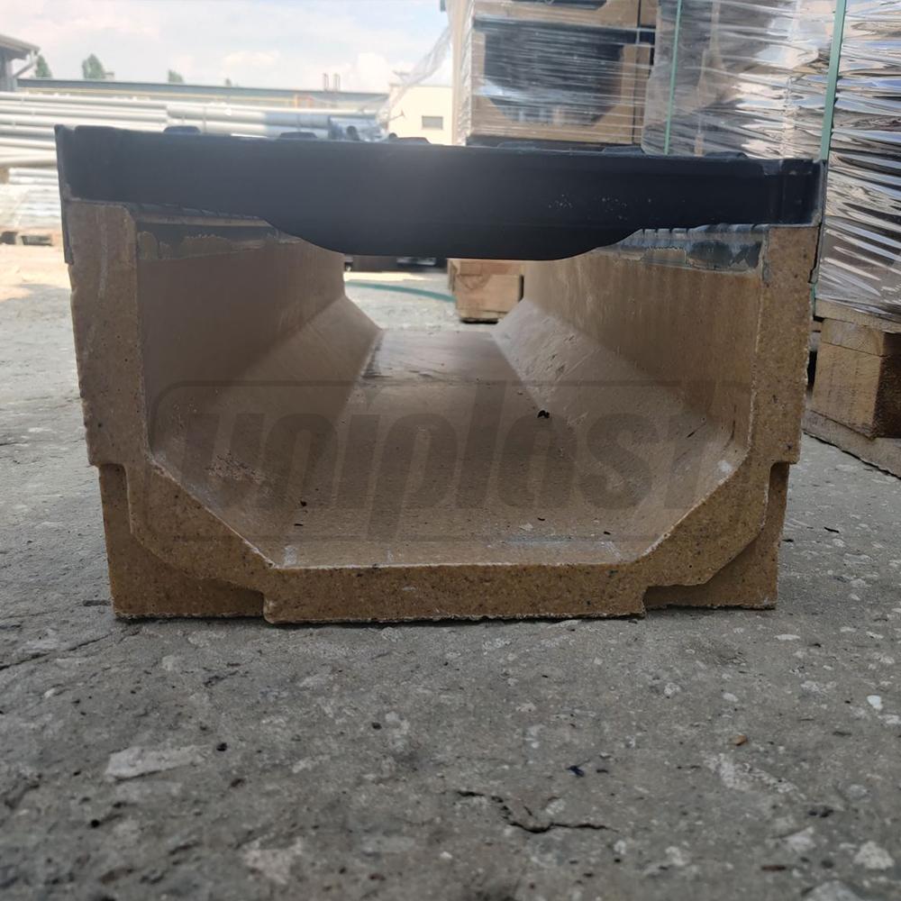 Gratar fonta canalizare cu rigola fibrobeton L=1000 mm H=200 mm B=300 mm EN124 D400 TR