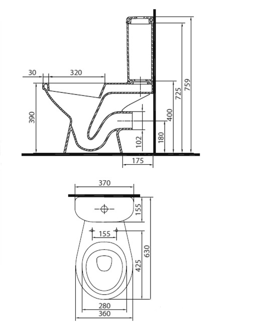 Compact 3-6 L cu alimentare inferioara Vektor Plus, cu capac, scurgere 90° (80275)  COLOMBO