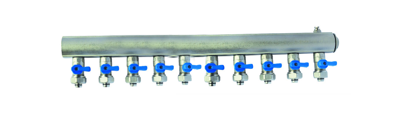 Distribuitor D. 1" FI/FI x 16 PEX  7 cai (robinet bila)  EVS