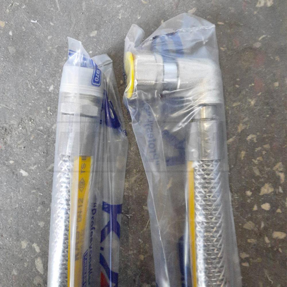 Шланг для газа D. 1/2" П/М угловой L=200 см в металлической оплетке INOX  KAS