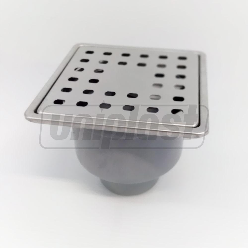 Трап ПП D. 50 вертикальный (серый) (100 x 100 х 50 мм, решетка из нержавеющей стали) с гидрозатвором, рама из нержавеющей стали MT-10-A  METLINE