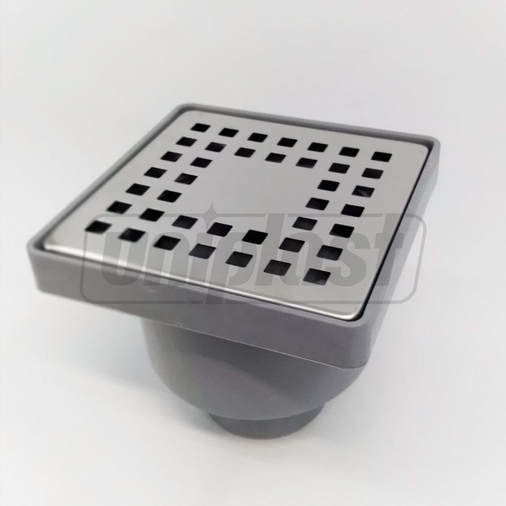 Трап ПП D. 50 вертикальный (серый) (100 x 100 x 50 мм, решетка из нержавеющей стали) с гидрозатвором, рама пластиковая MT-10  METLINE