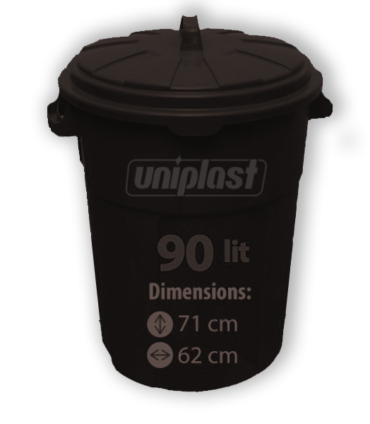 Урна мусорная с крышкой  90 л, пластиковая (черная) (47131)