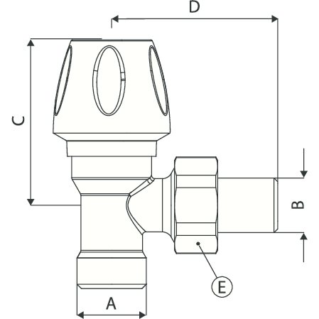 Кран для радиатора D. 1/2" П/П угловой подача  APE