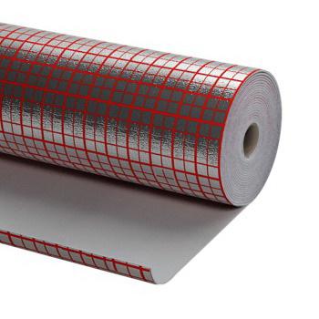 Izolare pentru podea s=3 mm + strat AL (1x100 m) PEE patrate rosii