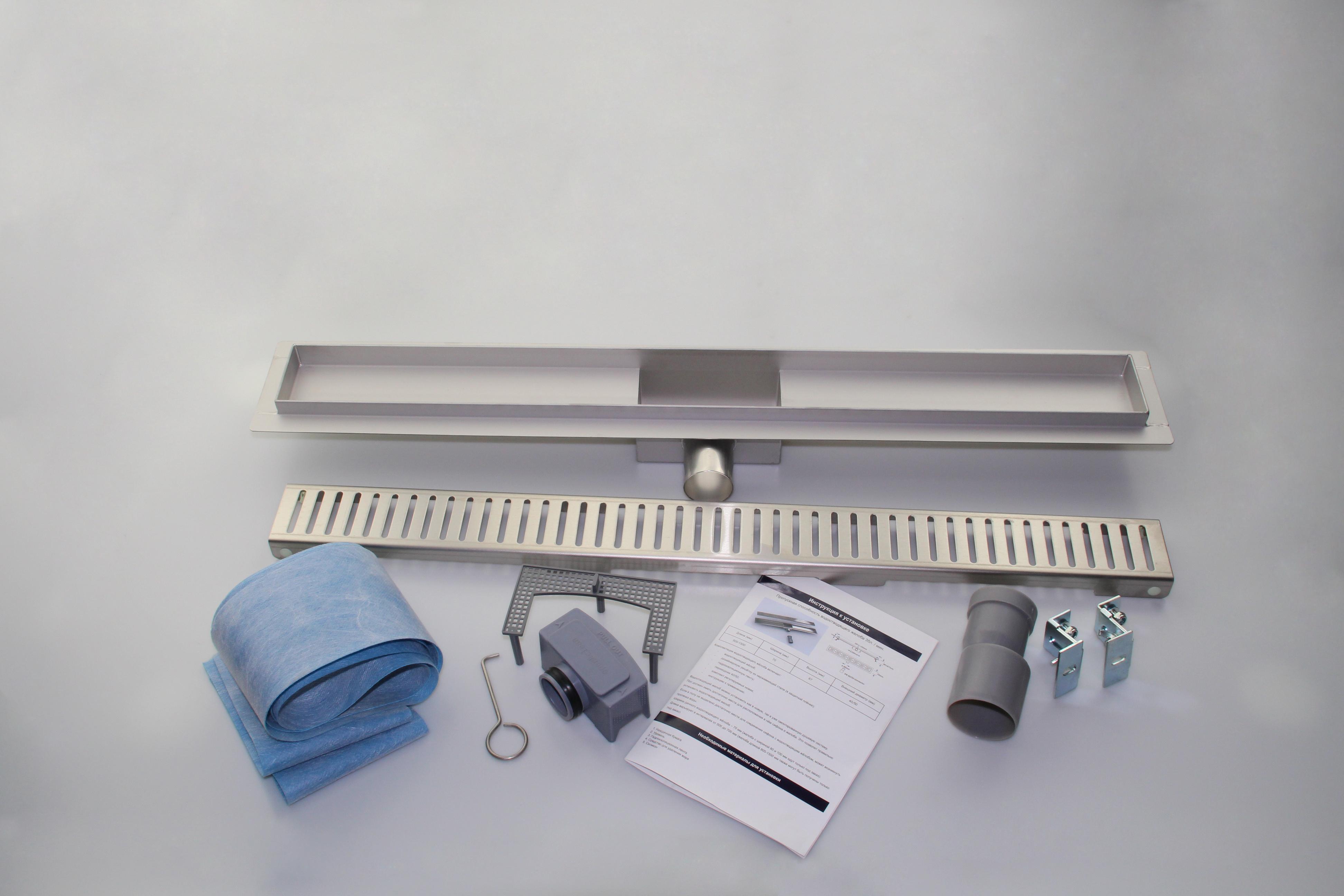 Rigola de dus lineara set 700 x 70 mm D. 50 x 90° STEP (Gratar clasic) FLH40-A2 С07  UNIPLAST