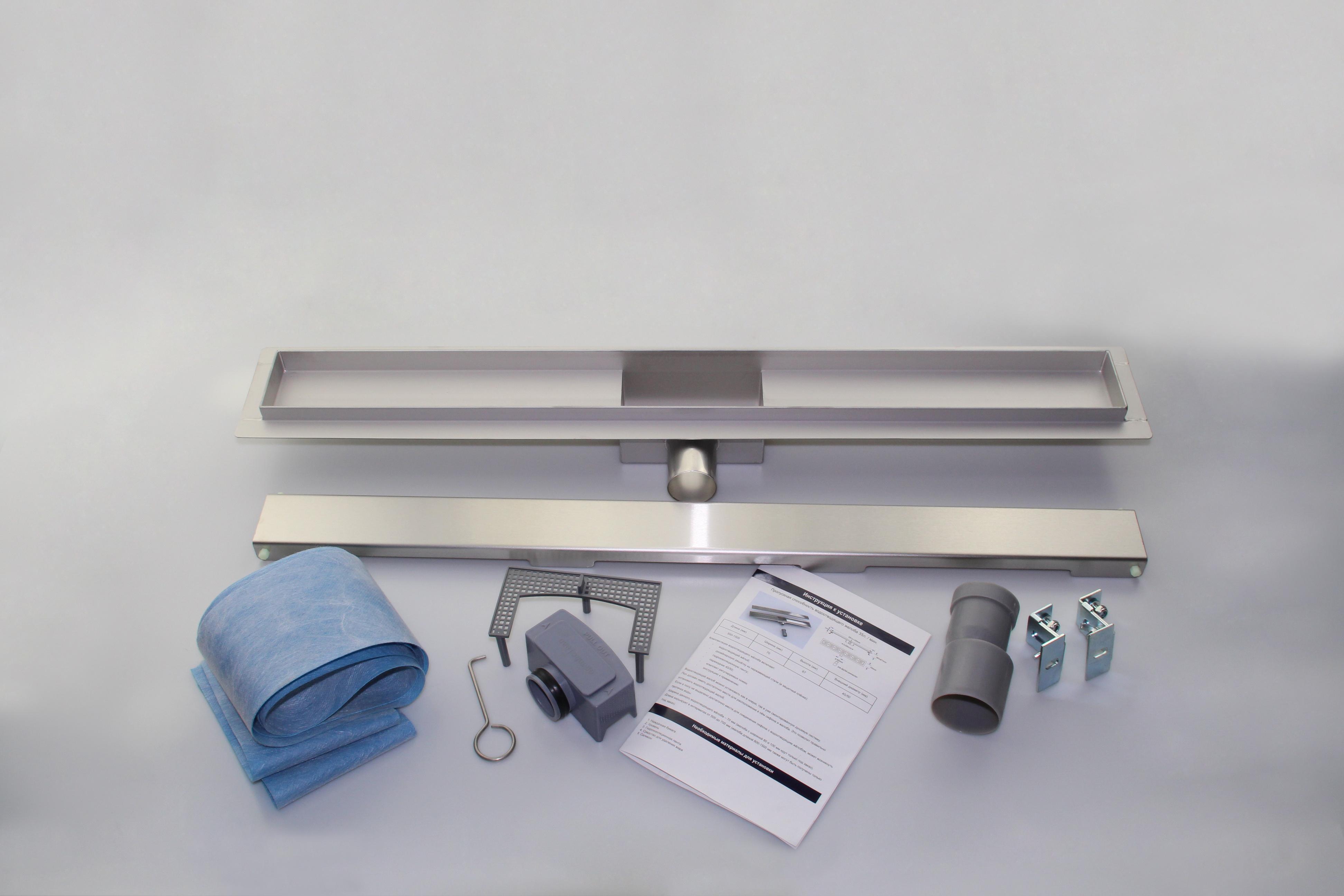 Rigola de dus lineara set 500 х 70 mm D. 50 x 90° SMOOTH (Otel Inox, neted) FLH40-A2 С15 UNIPLAST