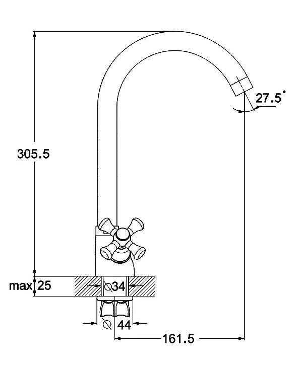Baterie bucatarie DTZ4-A827 (DTZ14) cu piulita, bucsa TROYA ZEGOR