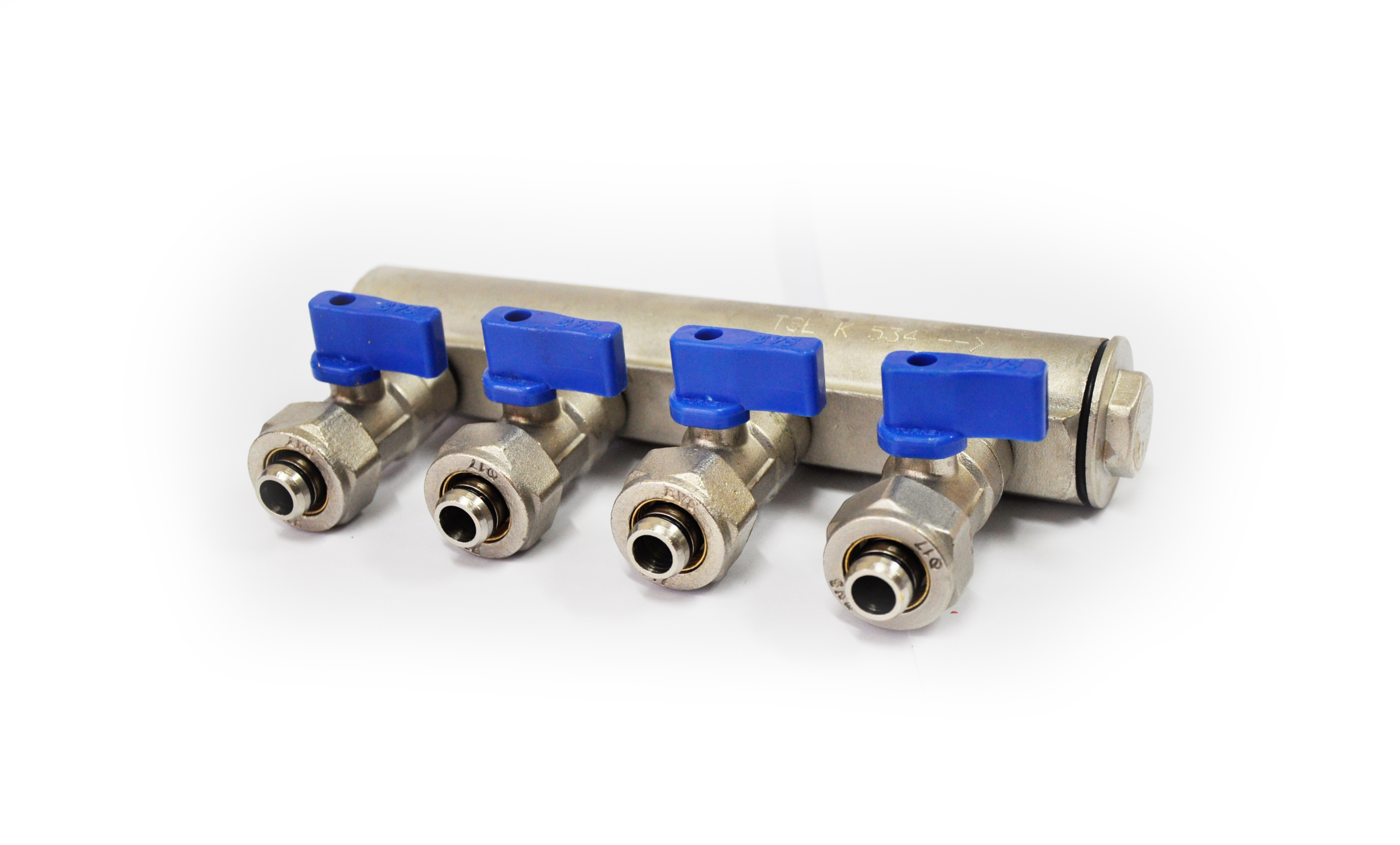 Коллектор D. 1" М/М x 17 PEX  4 выхода (с кранами шаровыми)  EVS