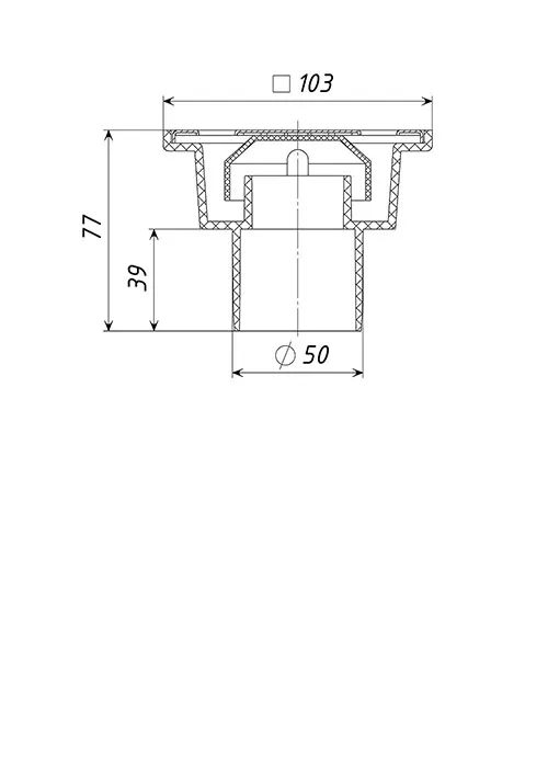 Sifon de pardoseala PP D. 50 vertical (gri) cu grila inox (150 x 150 mm) MTS 513 SC