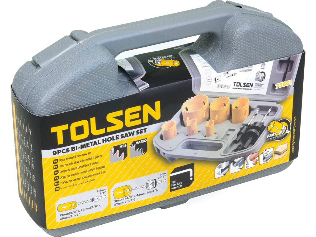 Набор коронок по дереву  9 шт. (19-57 мм)  TOLSEN