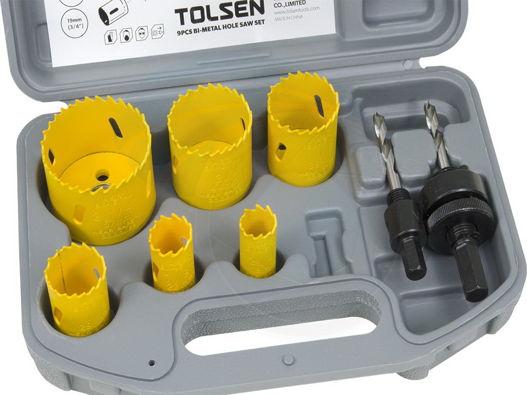 Набор коронок по дереву  9 шт. (19-57 мм)  TOLSEN