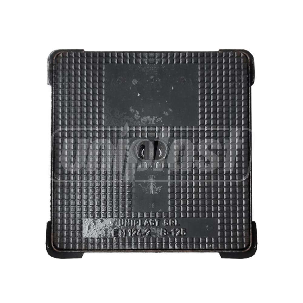 Capac cu rama patrata din fonta 385x385 mm (425x425 mm, H=30 mm) EN124 B125 TR