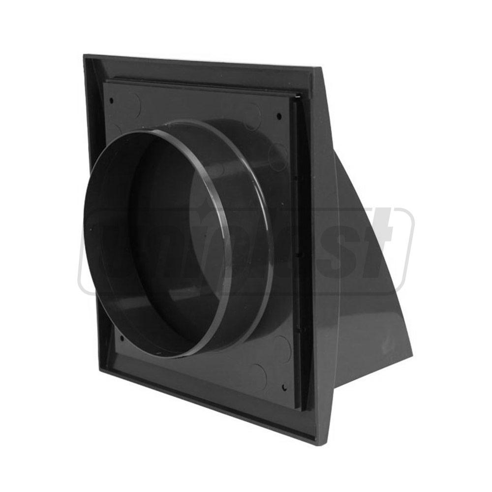 Grila plastic exterior cu supapa 190 x 190 mm cu flansa D.125 (antracit) PREMIUM ND12FVA  EUROPLAST