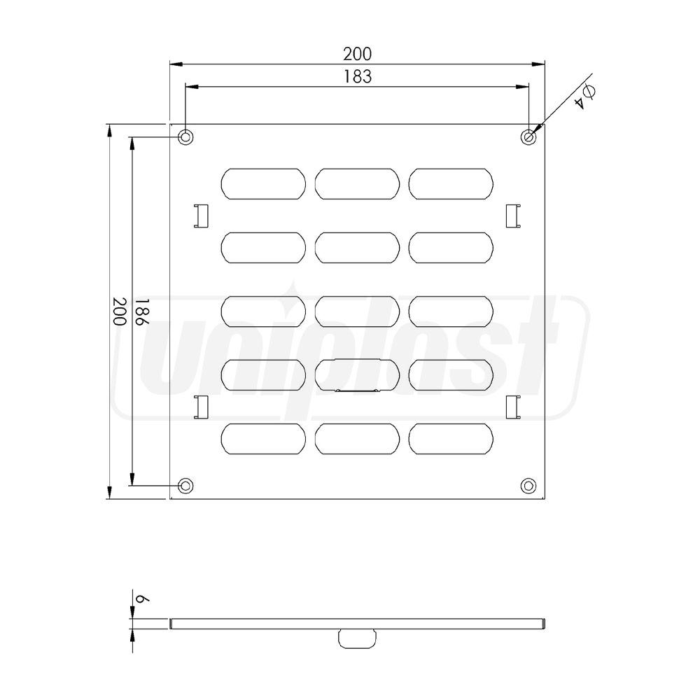 Grila ventilatie metal patrata 200 x 200 mm reglabila MR2020R EUROPLAST