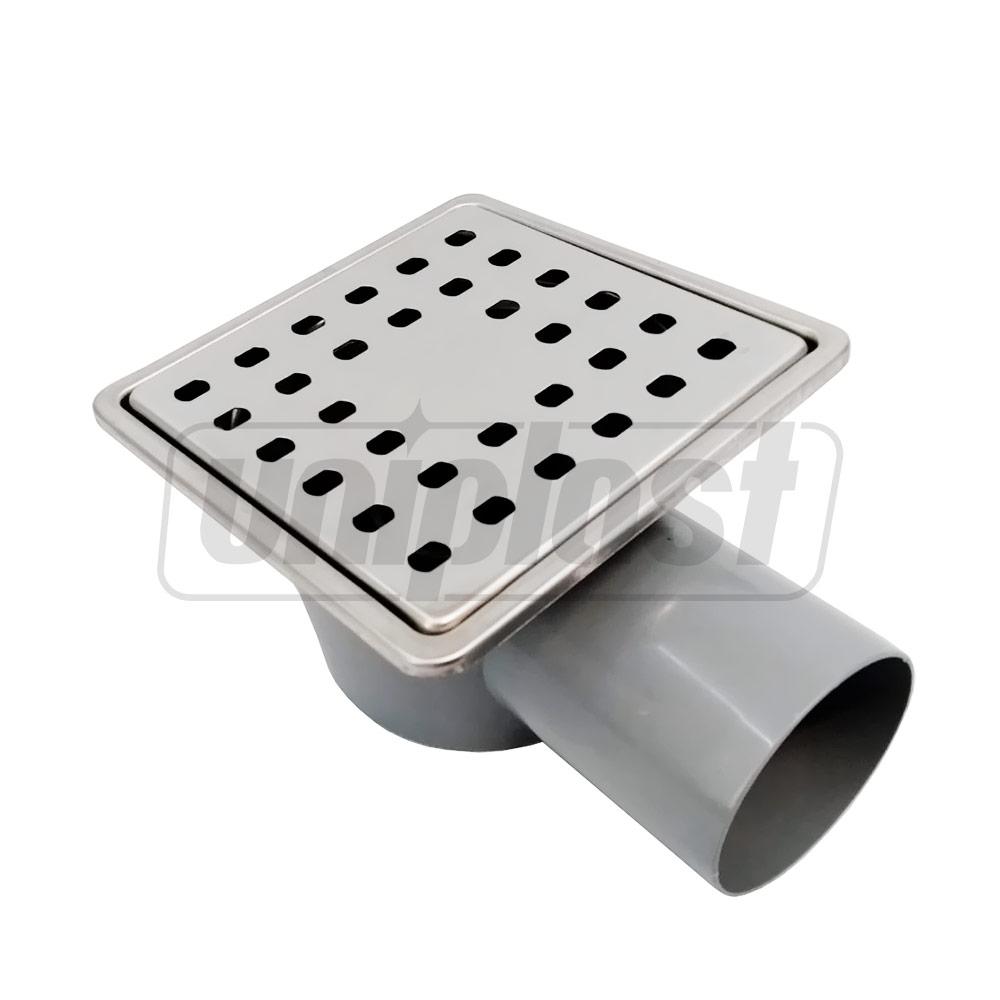 Трап ПП D. 50 x 90° горизонтальный (серый) (100 x 100 х 50 мм, решетка из нержавеющей стали) с гидрозатвором, рама из нержавеющей стали M-10-A METLINE