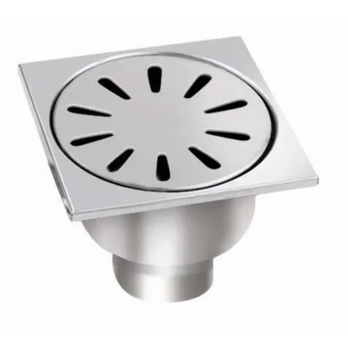 Трап квадратный вертикальный D. 50 х 180° (100 x 100 x 94 мм) корпус и решетка из нержавеющей стали YSZ09  GPD