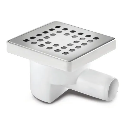 Sifon de pardoseala PP orizontal (alb) D. 32 x 90° cu grila inox (100 x 100 x 70 mm) YSZ04 GPD