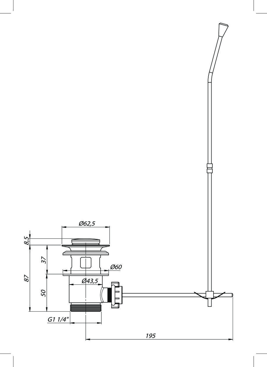 Ventil lavoar click-clack D. 1.1/4" (crom) cu tija PUP01  GPD