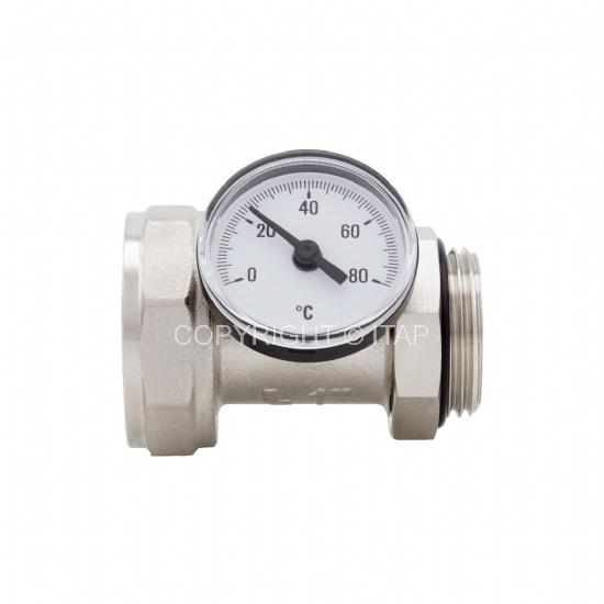 Муфта с термометром D. 1 x 1.1/4" П/М PN10 латунь никелированная ITAP