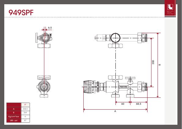 Смесительный узел для теплого пола D. 1" без насоса 949SPF  ITAP