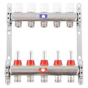 Distribuitor cu debitmetru inox complet D. 1" x 3/4" 5 cai PN6 ITAP