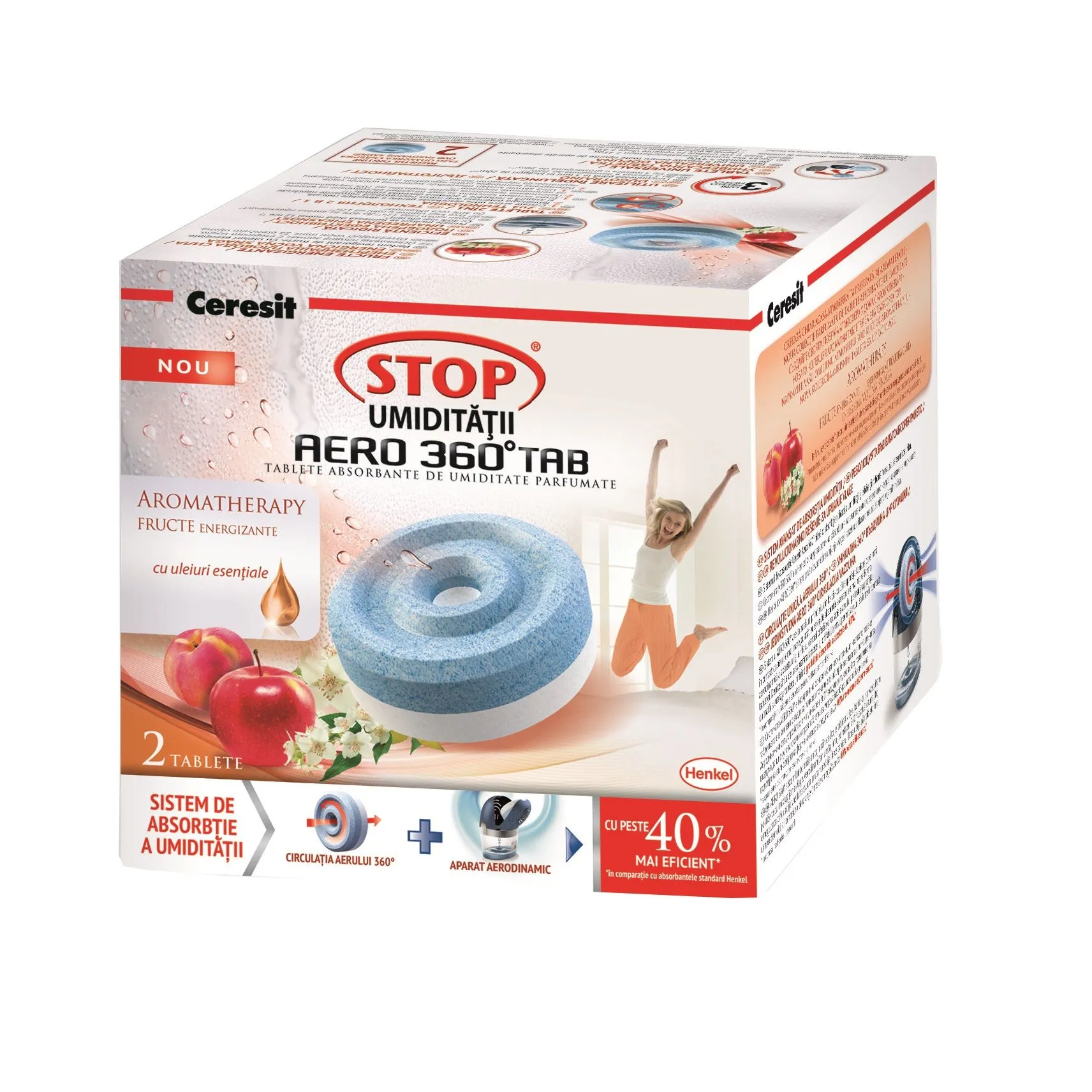 Tableta absorbanta de umiditate Stop AERO 360°, 2 x 450 g, Fructe  CERESIT