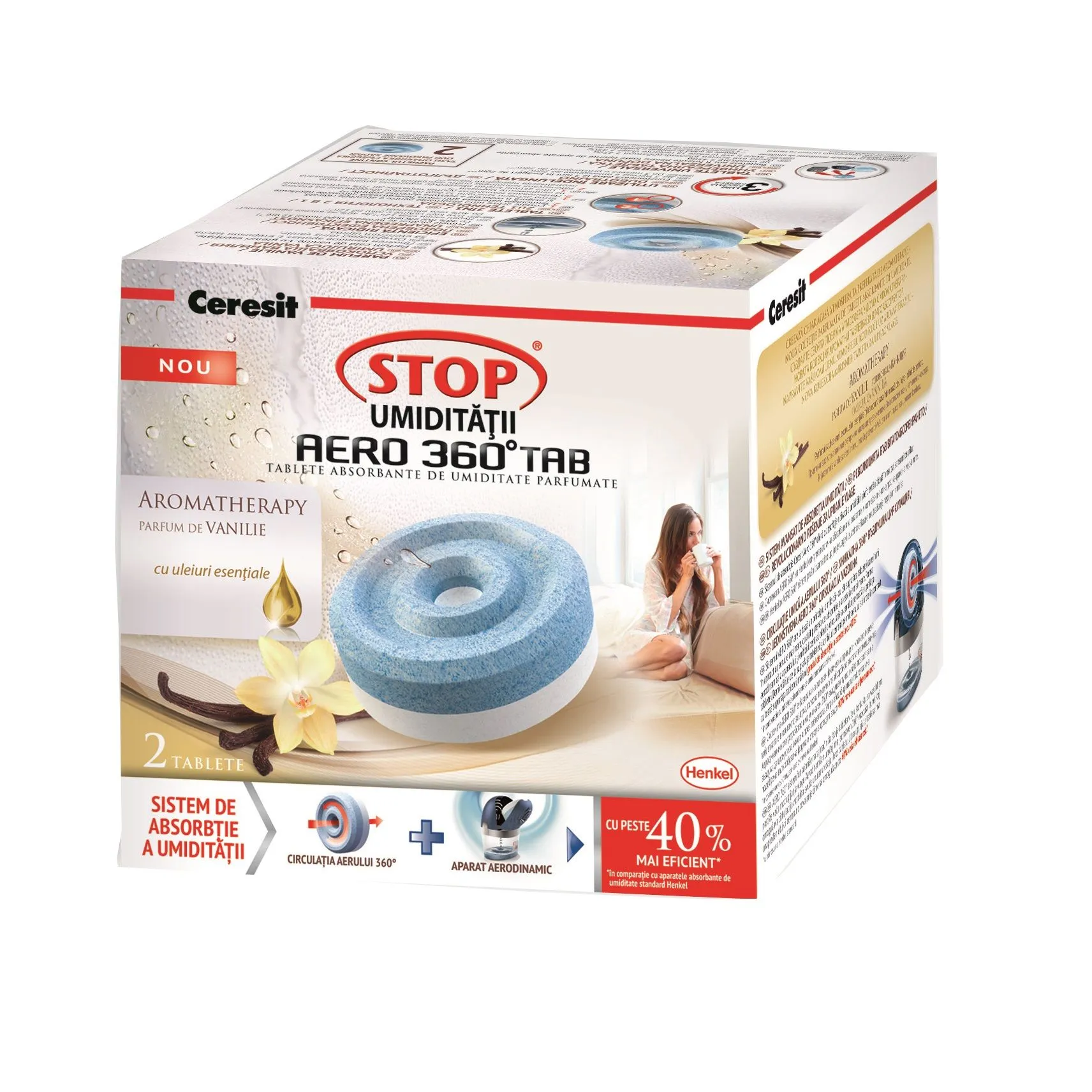 Таблетки сменные Stop AERO 360°, 2 x 450 г, Ваниль  CERESIT