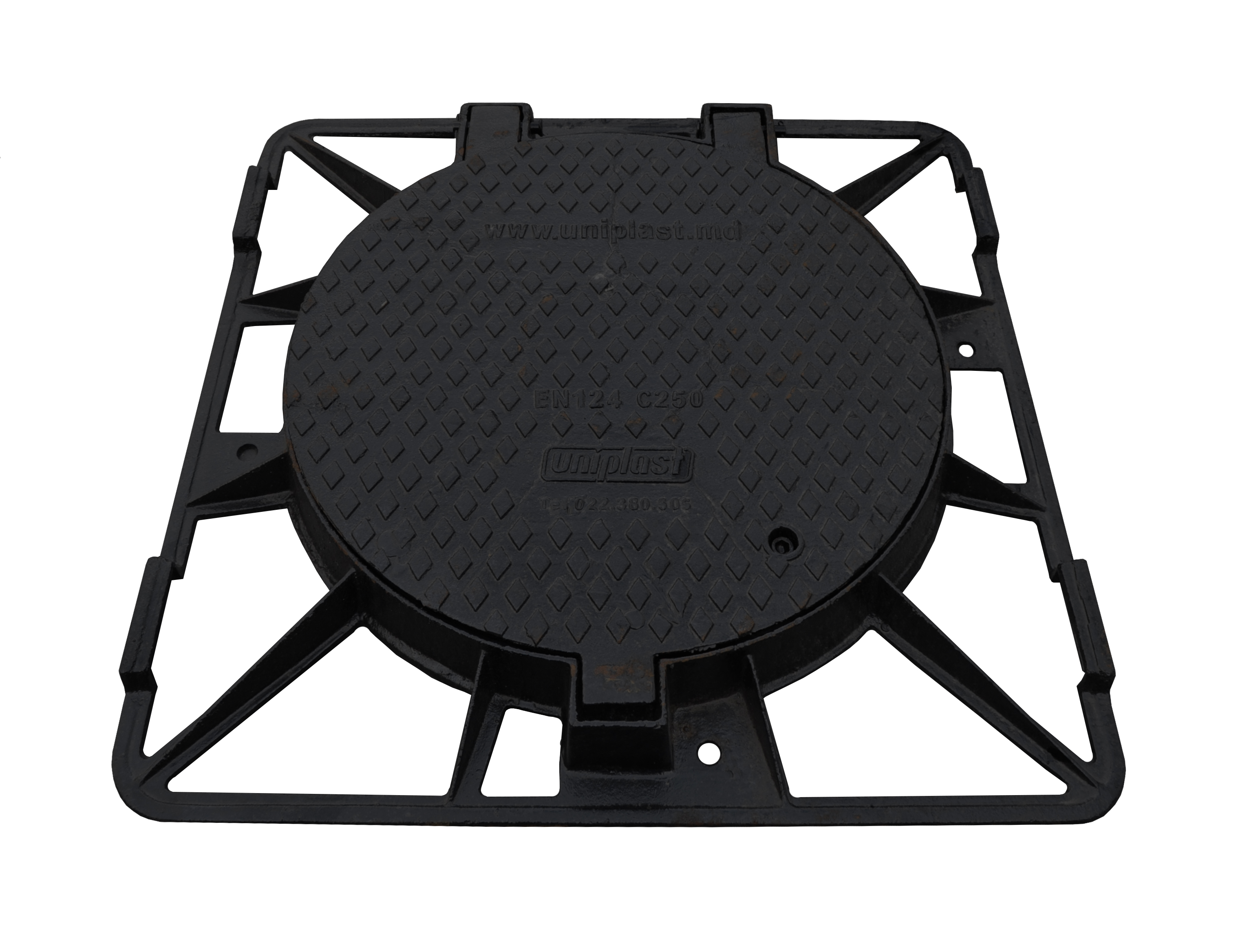 Люк чугунный D.600 EN-124 C250 51 кг квадратная рама (630x850x70 мм)