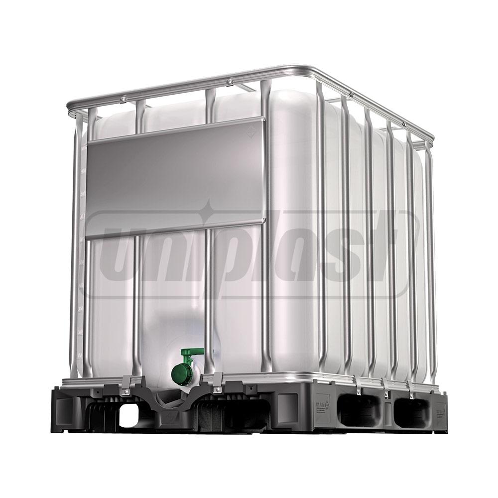 Rezervor cubic 1000 L (alb) IBC industria alimentara 1 m x 1 m x 1.2 m + robinet FI/FI D. 2" NUTRLINE