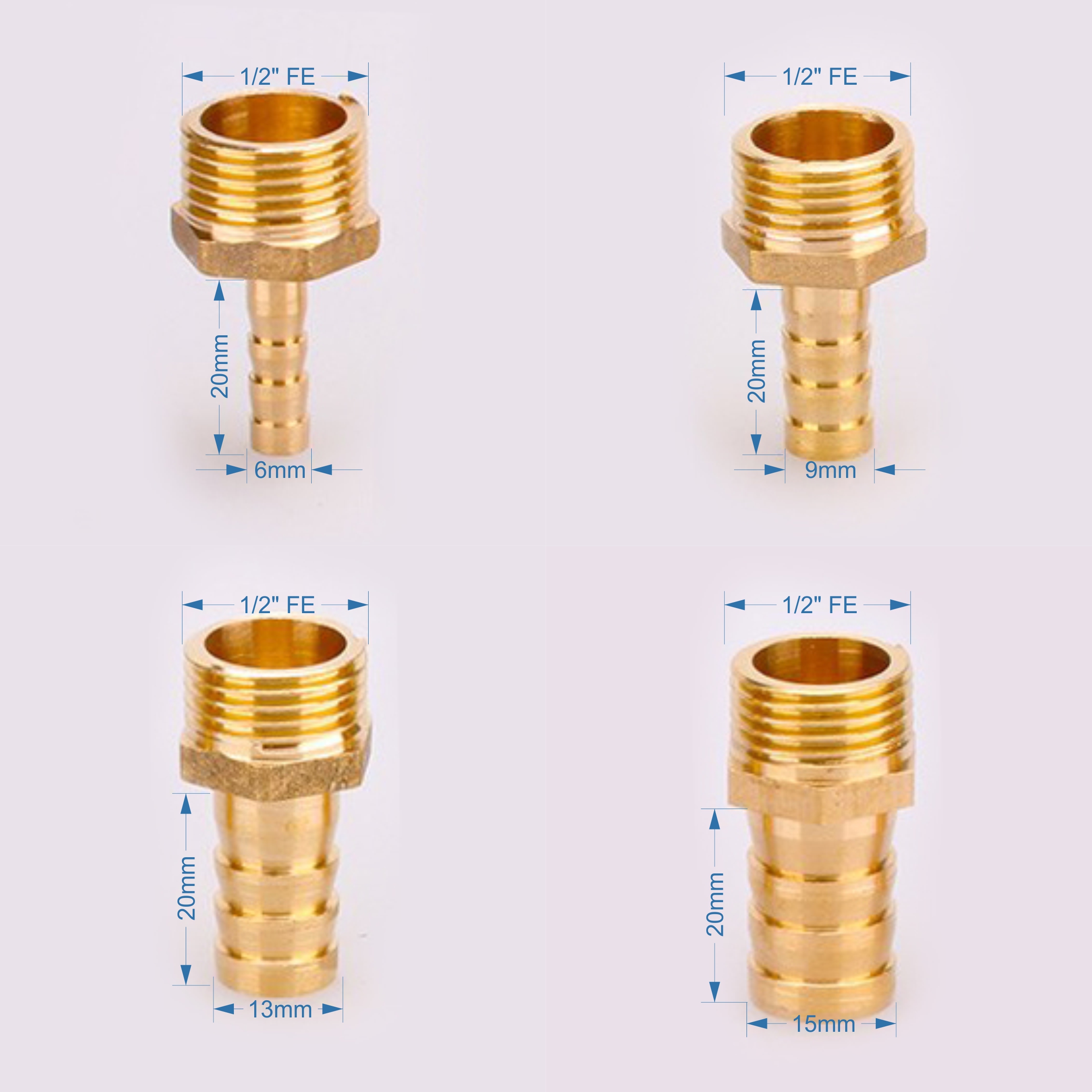 Adaptor alama cu portfurtun D. 1/2" x 6 mm FE HS