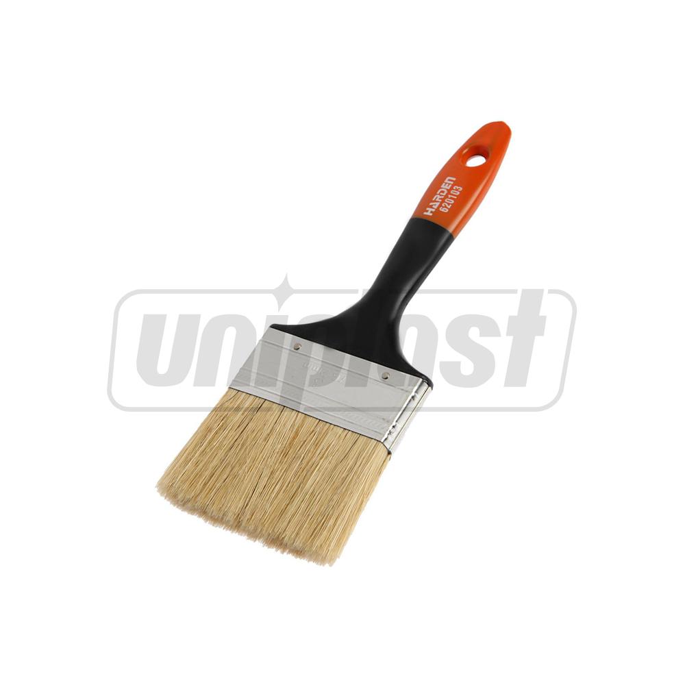 Perie 3" pentru zugravit, naturala, plata, maner din plastic (rosu/negru)  HARDEN