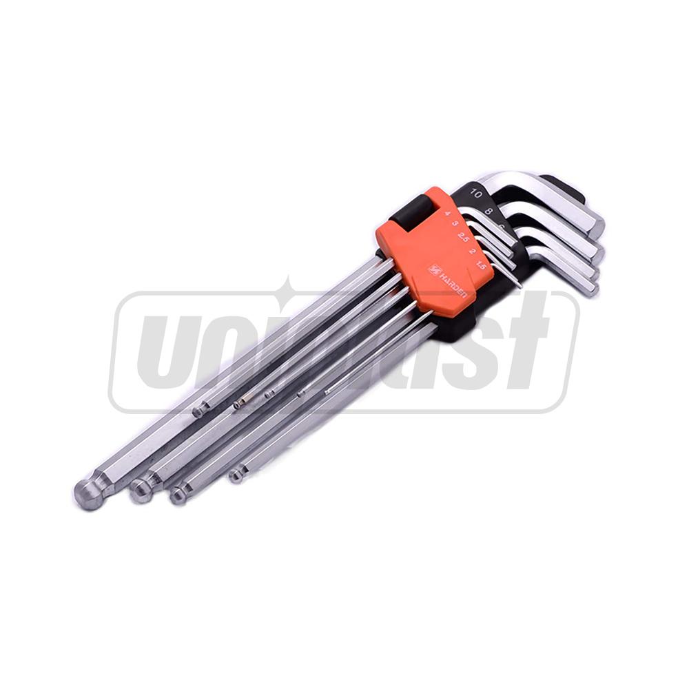 Set chei hexagonale cu cap sferic - 9 buc. (1.5-10 mm) Pro HARDEN