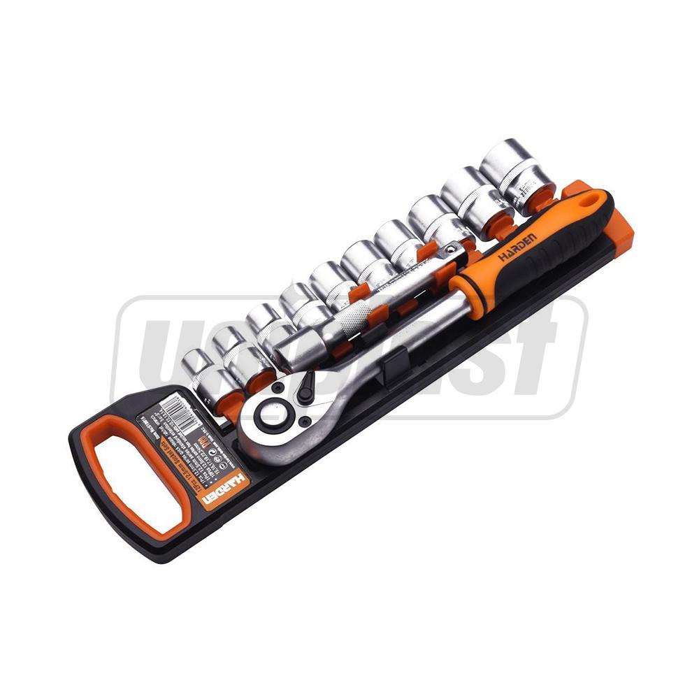 Набор торцевых головок с трещоткой 1/2" + 1/2" x 5" (12 шт./кейс) Pro HARDEN