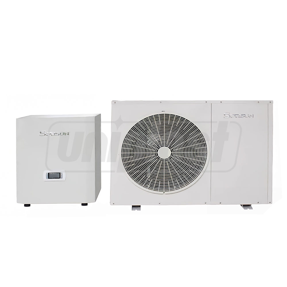 Тепловой насос Split воздух/вода  9.6 kW, контроллер: Carel, компрессор: Panasonic, EVI Split DC Inverter  SPRSUN