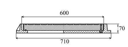 Capac patrat cu rama (nisip+polimer) 710x600x70 mm (verde) fara lacat (pentru gradina)