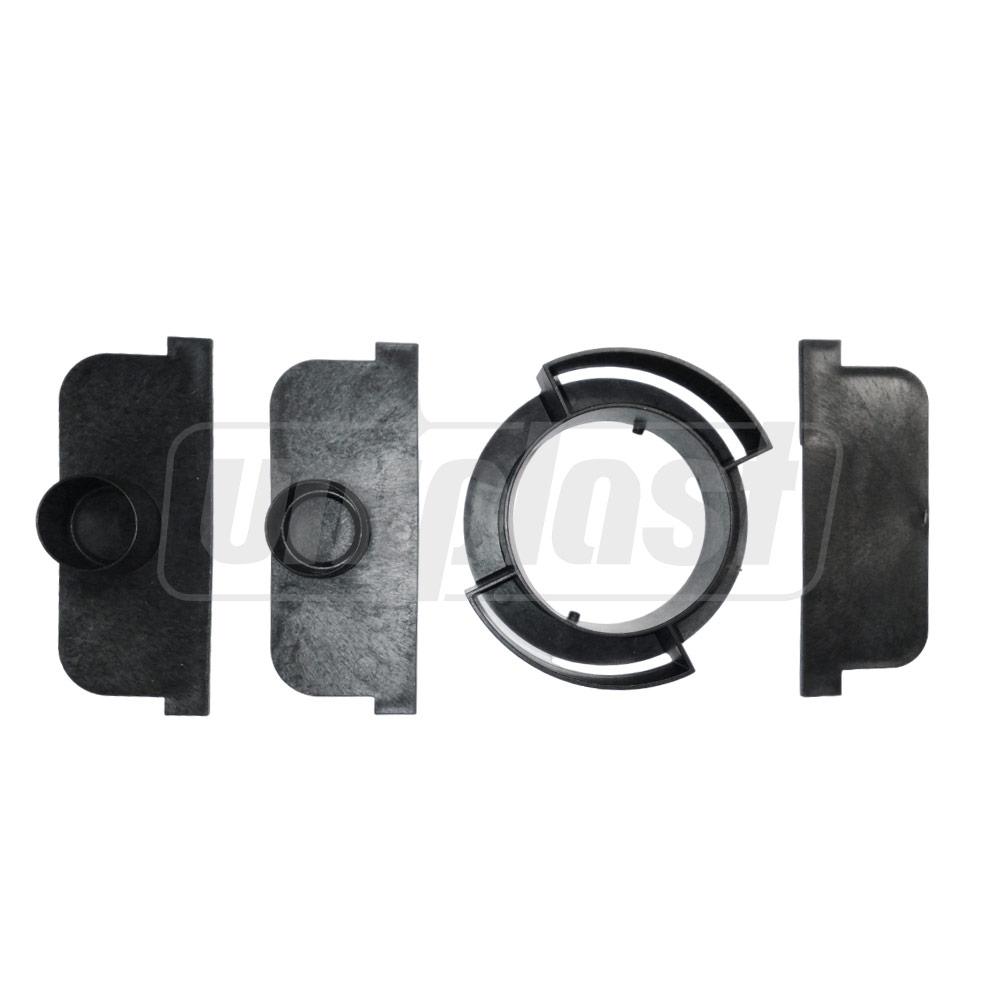 Set canal H50 100/30 mm (negru): adaptor vertical D.110 (1 buc.) + capac frontal cu racord D. 32 (2 buc.) + capac de exterior (1 buc.) A15  MUFLESYSTEM