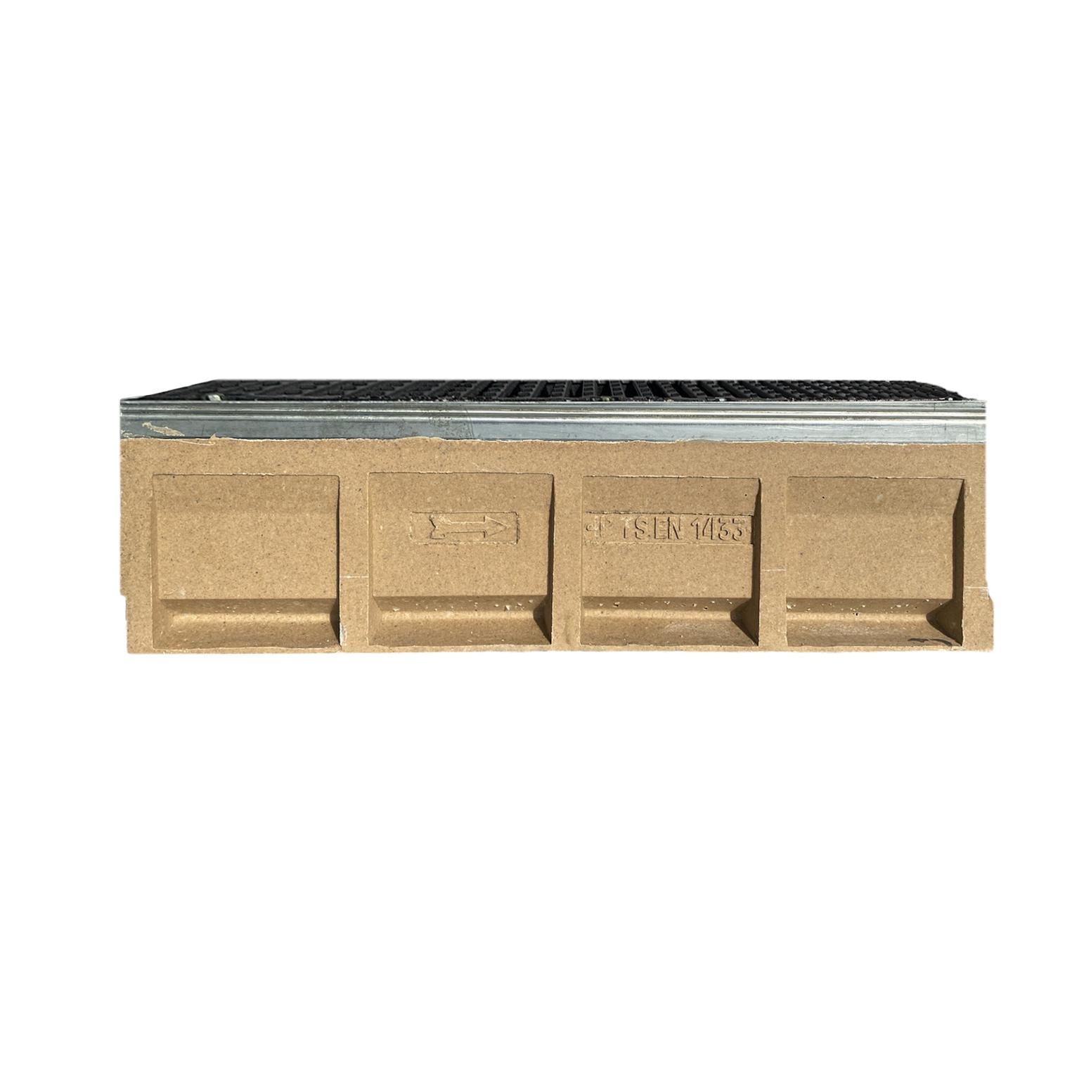 Gratar fonta canalizare cu rigola fibrobeton L=1000 mm H=300 mm B=300 mm EN124 D400 TR