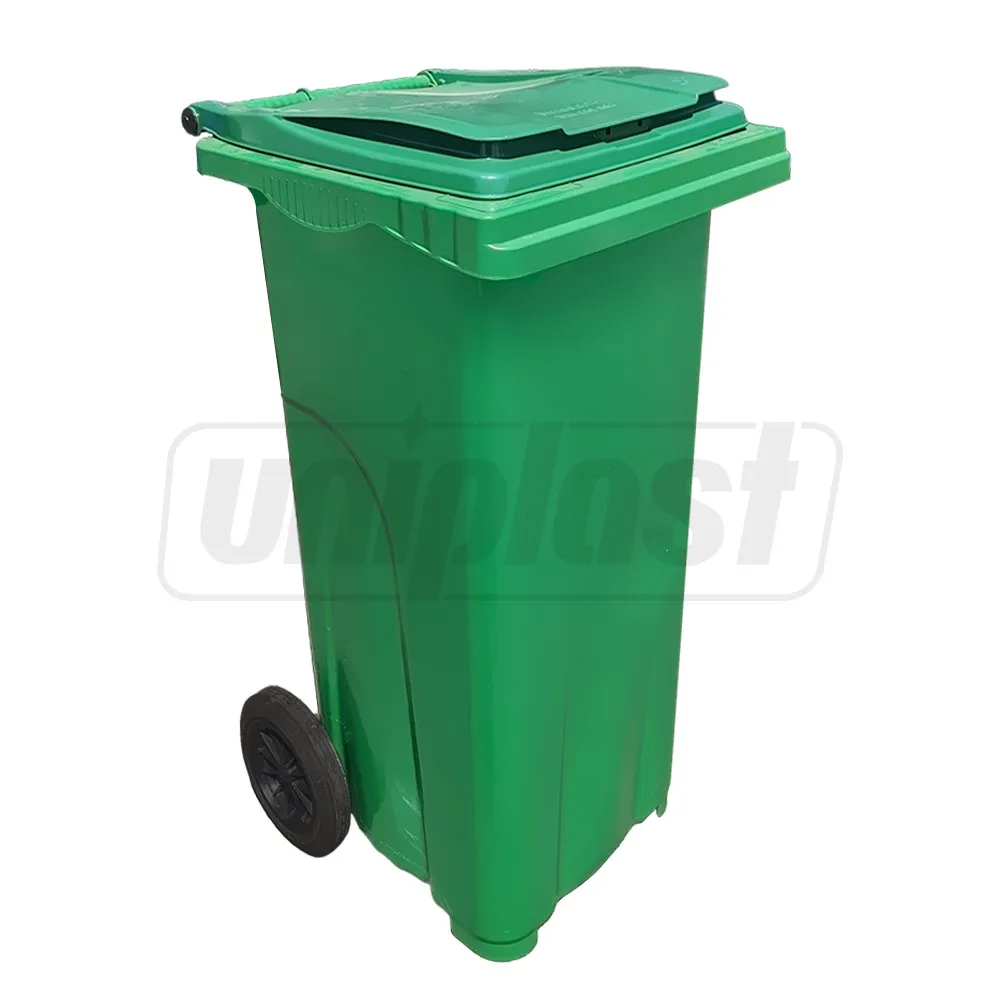 Cos HDPE pentru transportarea deseurilor 120 L pe roti (verde inchis) UNIPLAST TR