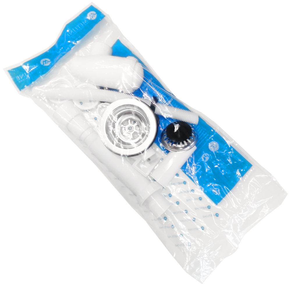 Sifon chiuveta tip "butelie" D. 3.1/2" x 40 cu preaplin si furtun gofrat 40/50  METLINE (B03-MF045)